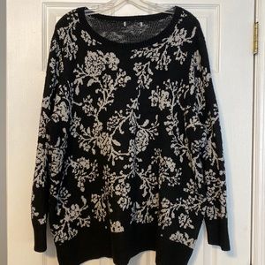 Black and Silver Floral Plus Sweater